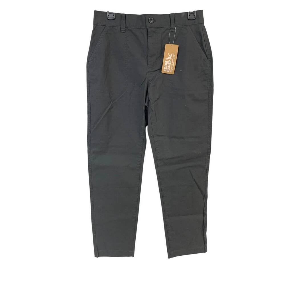 NEW EDDIE BAUER women's stretch cotton ripstop ankle pants in carbon gray